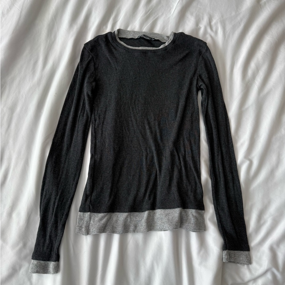 Zara Black and Gray Long Sleeve Top